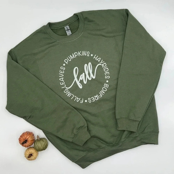 FALL Crewneck Pullover Sweatshirt various sizes NEW!! Pumpkins Hayrides Bonfires - Picture 3 of 4